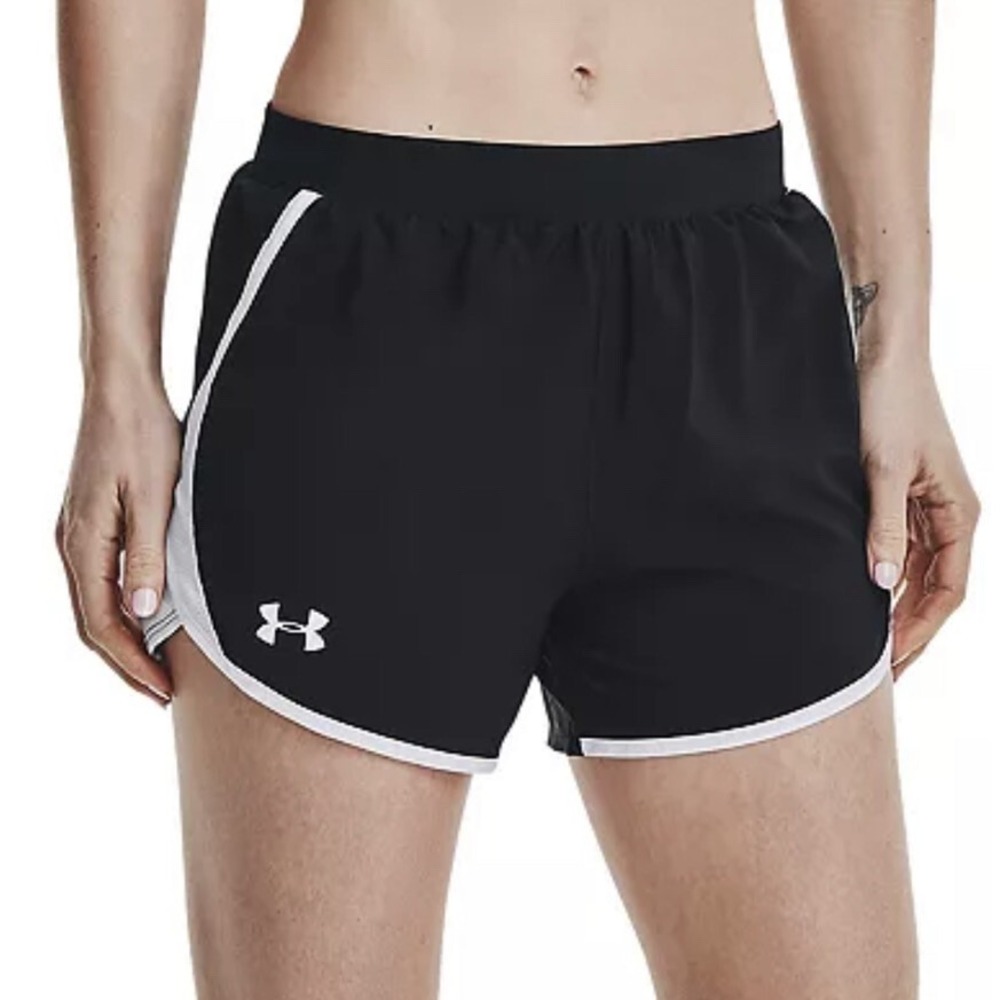 Under Armour UA Fly By 2.0 Shorts Loose Fit 1361389 Womens Plus 2X Black White
